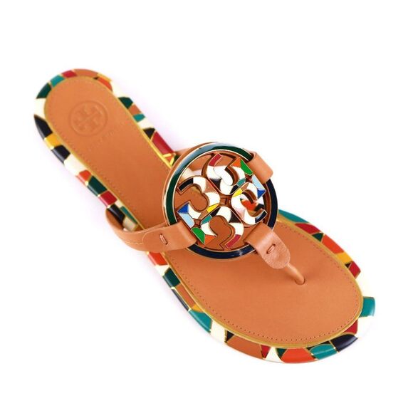 NIB Tory Burch Enamel Metal Miller Sandals Multi 8.5-9 SOLD OUT - Picture 9 of 11
